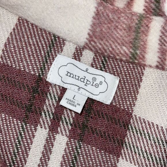 Mud Pie Womens Plaid Balloon Long‎ Sleeve Flannel Shirt Dusty Rose Size Large - Picture 7 of 10